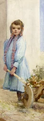 イタリアの農民の少女、1900年頃（紙にトイレ）
